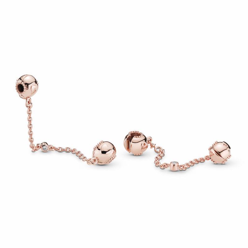 Talismane Pandora Rose™ Embossed Inima Lant De Siguranta (PaTofCuX)